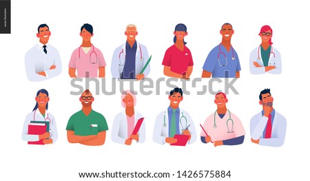 Medical insurance -best doctors -modern flat vector concept digital illustration - medical specialists - doctors and nurses portraits, team of doctors concept, medical office or laboratory