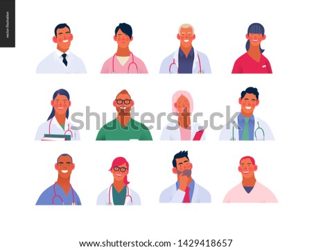 Medical insurance -best doctors -modern flat vector concept digital illustration - medical specialists - doctors and nurses portraits, team of doctors concept, medical office or laboratory