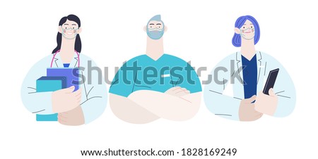 Medical insurance -best doctors -modern flat vector concept digital illustration - medical specialists - doctors and nurses portraits, team of doctors concept, medical office or laboratory