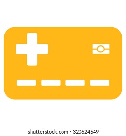 Medical Insurance Card vector icon. Style is flat symbol, yellow color, rounded angles, white background.