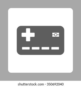 Medical Insurance Card vector icon. Style is flat rounded square button, dark gray and white colors, silver background.