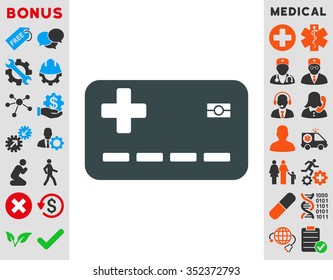 Medical Insurance Card vector icon. Style is flat symbol, soft blue color, rounded angles, white background.