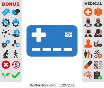 Medical Insurance Card vector icon. Style is flat symbol, smooth blue color, rounded angles, white background.