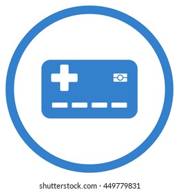 Medical Insurance Card vector icon. Style is flat circled symbol, cobalt color, rounded angles, white background.