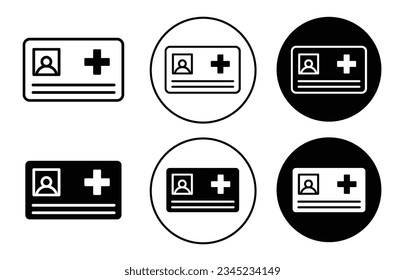 Medical Insurance Cards icon set. medical card vector symbol in black filled and outlined style. health medicare card sign.