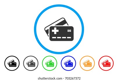 Medical Insurance Cards rounded icon. Vector illustration style is a flat iconic symbol inside a circle, with black, grey, green, blue, orange, red color versions.