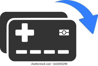 Medical insurance cards transfer vector icon. Flat Medical insurance cards transfer symbol is isolated on a white background.