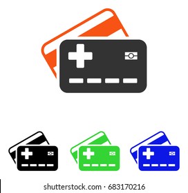 Medical Insurance Cards vector icon. Illustration style is a flat iconic colored symbol with different color versions.