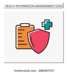 Medical insurance color icon. Non-paid treatment. Health protection. Medical services. Healthcare and health information management concept.Isolated vector illustration