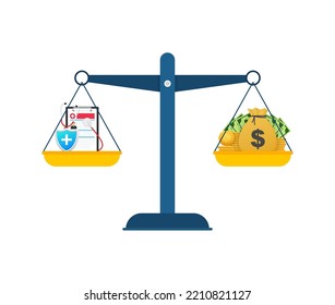 Medical Insurance Compare Money, Great Design For Any Purposes. Flat Vector Illustration. Medical Treatment.