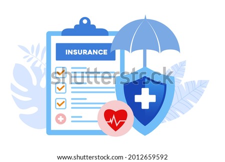 Medical insurance concept flat vector illustration banner and landing page