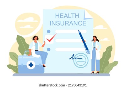 Medical insurance concept. Idea of security and protection of life and health. Healthcare and medical service. Isolated flat vector illustration