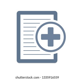 Medical insurance document icon. Vector illustration in simple flat style.