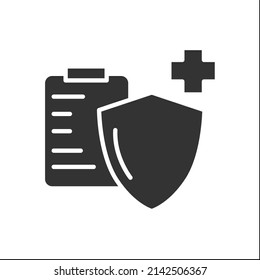 Medical Insurance Glyph Icon. Non-paid Treatment. Health Protection. Medical Services. Healthcare And Health Information Management Concept.Filled Flat Sign. Isolated Silhouette Vector Illustration