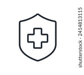 Medical insurance, health protection, immune system editable stroke outline icon isolated on white background flat vector illustration. Pixel perfect. 64 x 64.