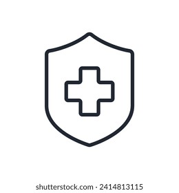 Medical insurance, health protection, immune system editable stroke outline icon isolated on white background flat vector illustration. Pixel perfect. 64 x 64.