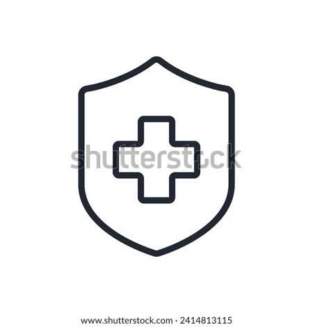 Medical insurance, health protection, immune system editable stroke outline icon isolated on white background flat vector illustration. Pixel perfect. 64 x 64.