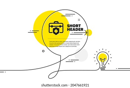 Medical Insurance Icon. Continuous Line Idea Chat Bubble Banner. Health Coverage Sign. Protection Policy Symbol. Medical Insurance Icon In Chat Message. Talk Comment Light Bulb Background. Vector