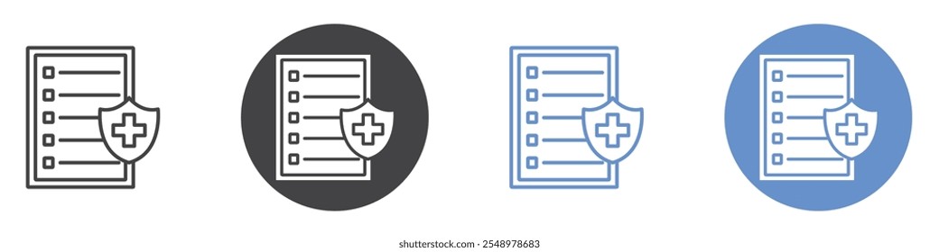 Medical insurance icon flat line symbol set.