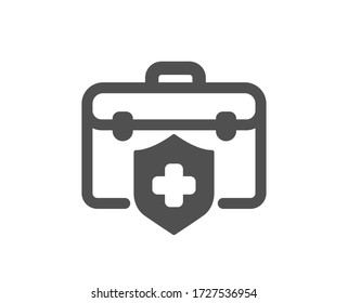 Icono de seguro médico. Signo de cobertura de salud. Símbolo de directiva de protección. Clásico estilo plano. Elemento de diseño de calidad. Icono simple de seguro médico. Vector