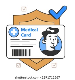 Medical insurance. Idea of security and protection of health and life. Healthcare and first aid. Emergencies compensation or clinic services spendings coverage. Flat vector illustration