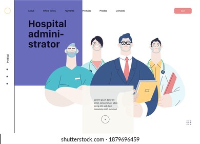 Medical Insurance Illustration -hospital Administrator -modern Flat Vector Concept Digital Illustration - A Male Hospital Administrator With A Team Of Doctors Concept, Medical Office Or Laboratory