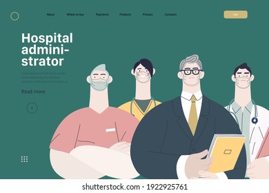 Medical insurance illustration -hospital administrator -modern flat vector concept digital illustration - a male hospital administrator with a team of doctors concept, medical office or laboratory