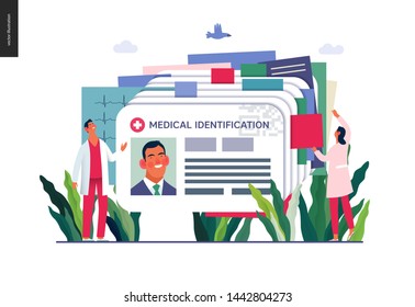 Medical Insurance Illustration- Medical Id Card, Health Card -modern Flat Vector Concept Digital Illustration - A Plastic Identification Card As Medical Records File Metaphor