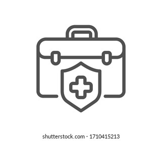 Medical Insurance Line Icon. Health Coverage Sign. Protection Policy Symbol. Quality Design Element. Editable Stroke. Linear Style Medical Insurance Icon. Vector