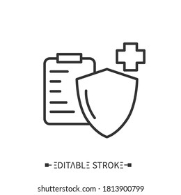 Medical insurance line icon. Non-paid treatment. Health protection. Medical services. Healthcare and health information management concept. Editable stroke 