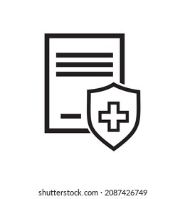 medical insurance line icon, simple healthy paper concept flat design 