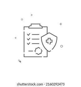 Medical insurance simple vector line icon. Symbol, pictogram, sign isolated on white background. Editable stroke. Adjust line weight.