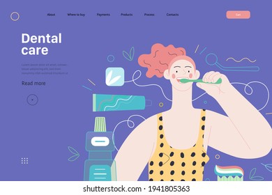 Medical insurance template - dental care. Modern flat vector