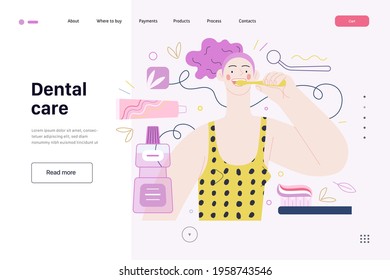 Medical insurance template - dental care. Flat vector