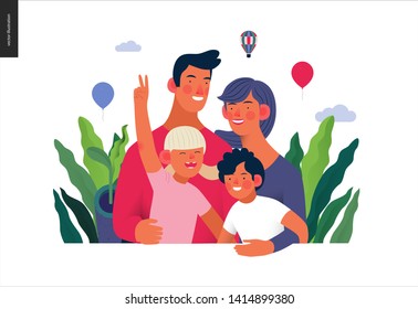 Medical insurance template -family health and wellness -modern flat vector concept digital illustration of a happy family of parents and children, family medical insurance plan