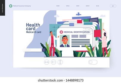 Medical Insurance Template- Medical Id Card, Health Card -modern Flat Vector Concept Digital Illustration - A Plastic Identification Card As Medical Records File Metaphor