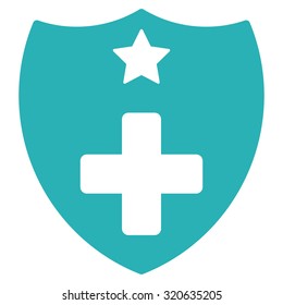 Medical Insurance vector icon. Style is flat symbol, cyan color, rounded angles, white background.