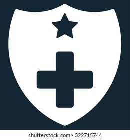 Medical Insurance vector icon. Style is flat symbol, white color, rounded angles, dark blue background.