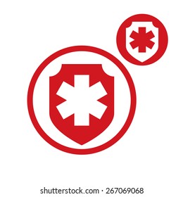 Medical insurance vector simple single color icon isolated on white background, includes invert version for you to choose.