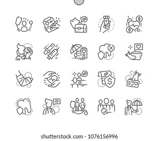 Medical insurance Well-crafted Pixel Perfect Vector Thin Line Icons 30 2x Grid for Web Graphics and Apps. Simple Minimal Pictogram