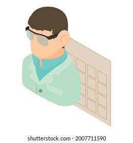 Medical internship icon isometric vector. Intern male near calendar. Medical concept