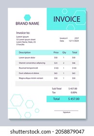 Medical invoice form template vector design. Bill form business invoice accounting. Vector illustration