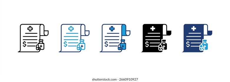 Medical Invoice icon set multiple style collection