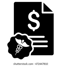 Medical Invoice icon. Vector style is flat iconic symbol with rounded angles, black color, white background.