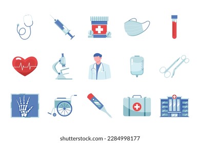 Conjunto de objetos médicos aislados. Conjunto de elementos médicos aislados.