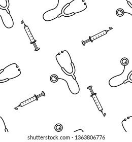 Medical isolated seamless pattern on white background. 