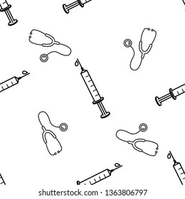 Medical isolated seamless pattern on white background. 