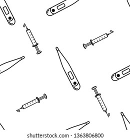 Medical isolated seamless pattern on white background. 