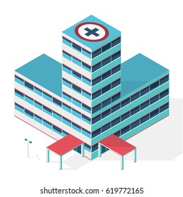 Medical Isometric Building. Hospital Building. Isometric Building. Outline Hospital. Illustration Of Scientific Article. Blog Presentation. Pharmacy Pictogram. Clinic Chemistry. Isolated Master Vector