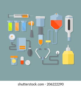 medical items. flat illustration